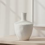 Load image into Gallery viewer, White Ribbed Ceramic Vase