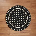 Load image into Gallery viewer, Black Grid Round Rug