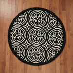 Load image into Gallery viewer, Black Baroque Round Rug