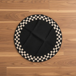 Load image into Gallery viewer, Black Check Border Round Rug