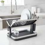 Load image into Gallery viewer, Black Two-Tier Dish Drainer