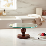 Load image into Gallery viewer, Wooden Glass-Top Cake Stand