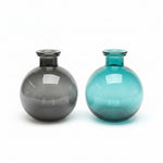 Load image into Gallery viewer, Smoke Teal Round Glass Vase