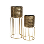 Load image into Gallery viewer, Gold Woven-Design Plant Stands