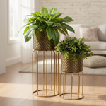 Load image into Gallery viewer, Gold Woven-Design Plant Stands