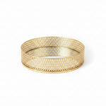 Load image into Gallery viewer, Gold Perforated Round Mirror Tray