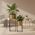 Load image into Gallery viewer, Gold Planter with Black Stand