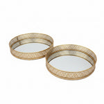 Load image into Gallery viewer, Gold Mesh Round Mirror Tray