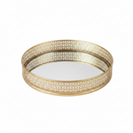 Load image into Gallery viewer, Gold Mesh Round Mirror Tray
