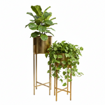 Load image into Gallery viewer, Gold Cylinder Plant Stand