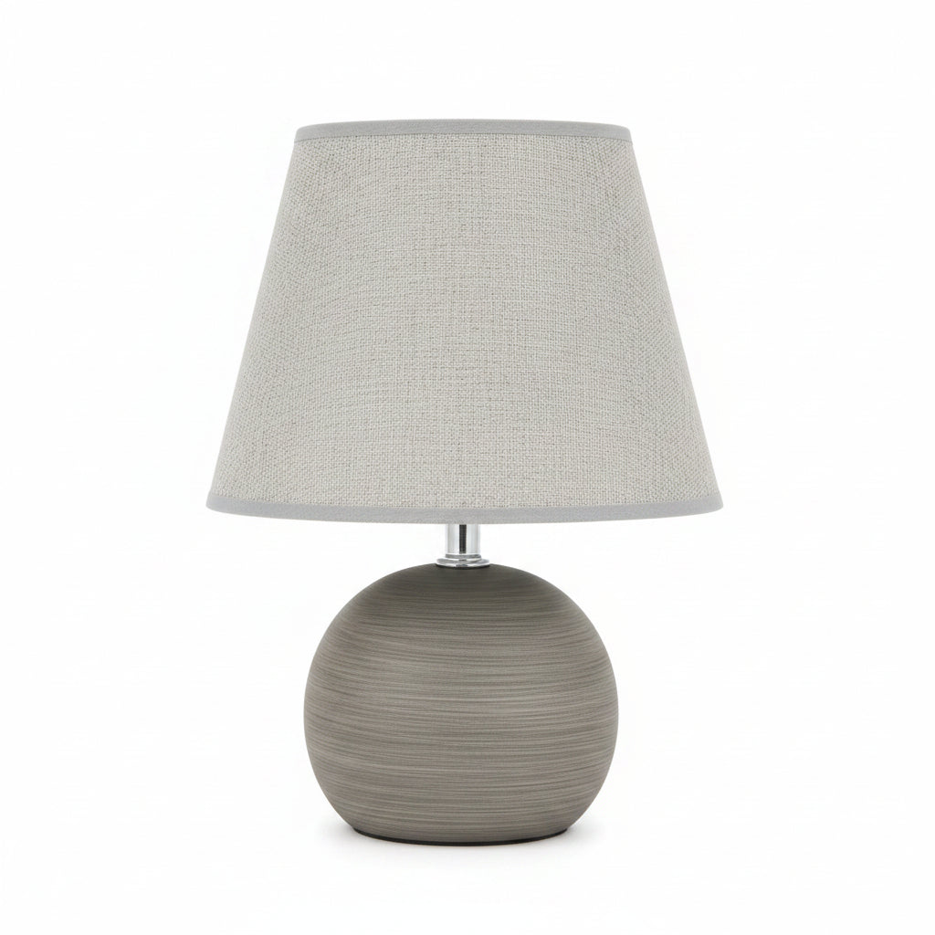 Grey Oval Bedside Lamp