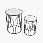 Load image into Gallery viewer, Black Mirror-Top Side Table on #f8f8f8, white details preserved