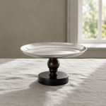 Load image into Gallery viewer, Silver Top Cake Stand displayed on a complementary linen tablecloth