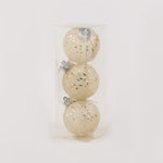 Load image into Gallery viewer, 8cm gold bauble 3pc pack BA071
