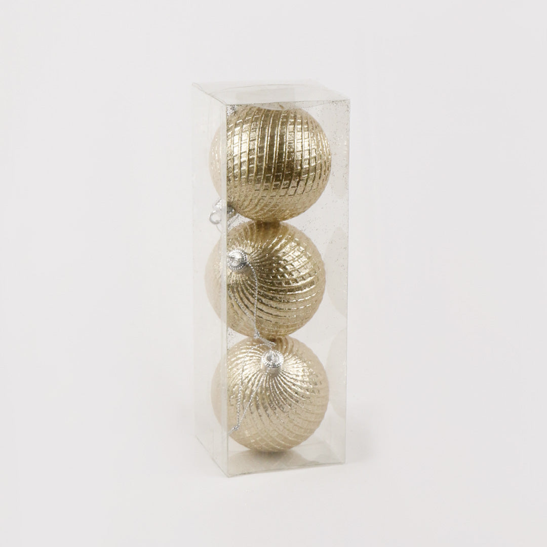 8cm gold bauble 3pc pack BA069