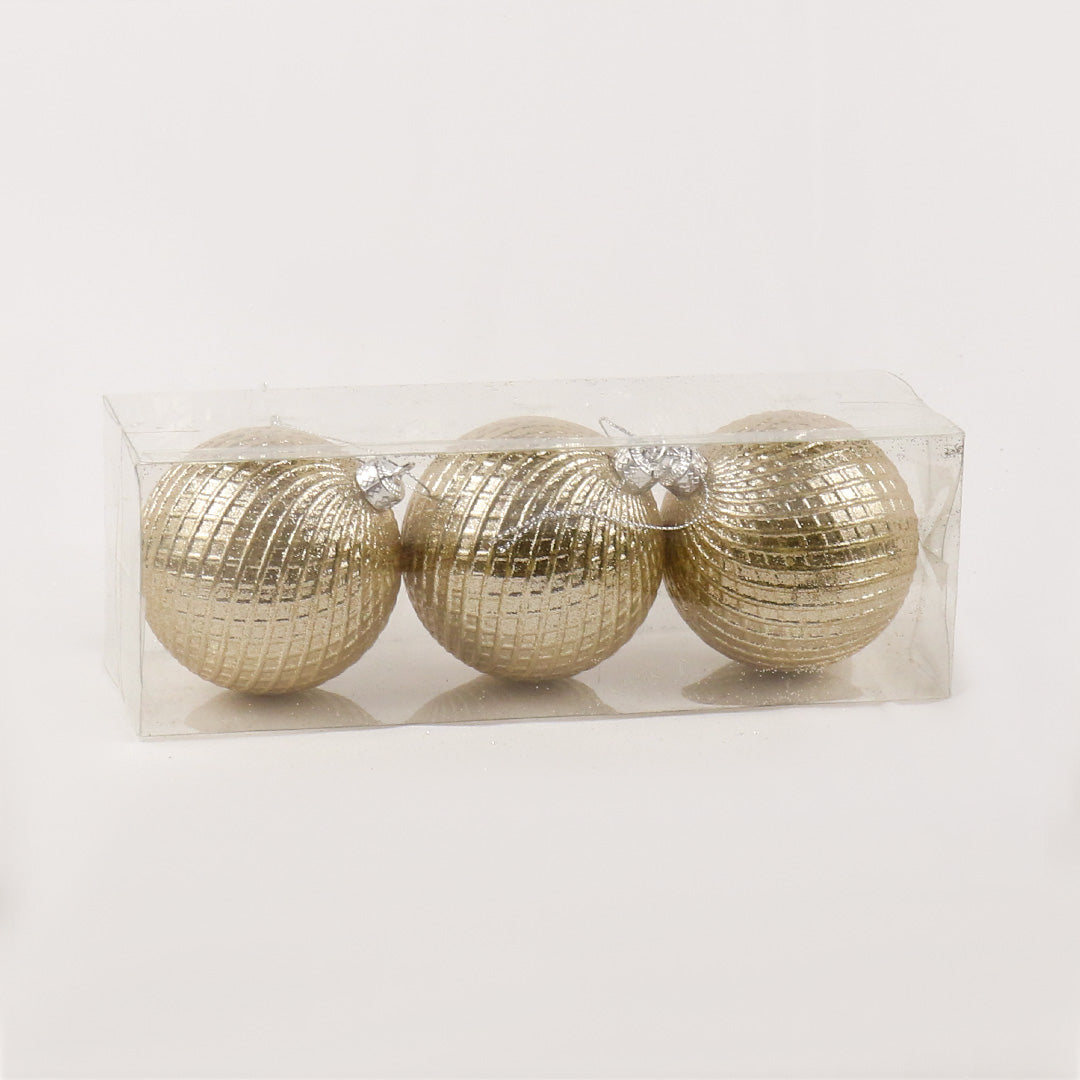 8cm gold bauble 3pc pack BA069