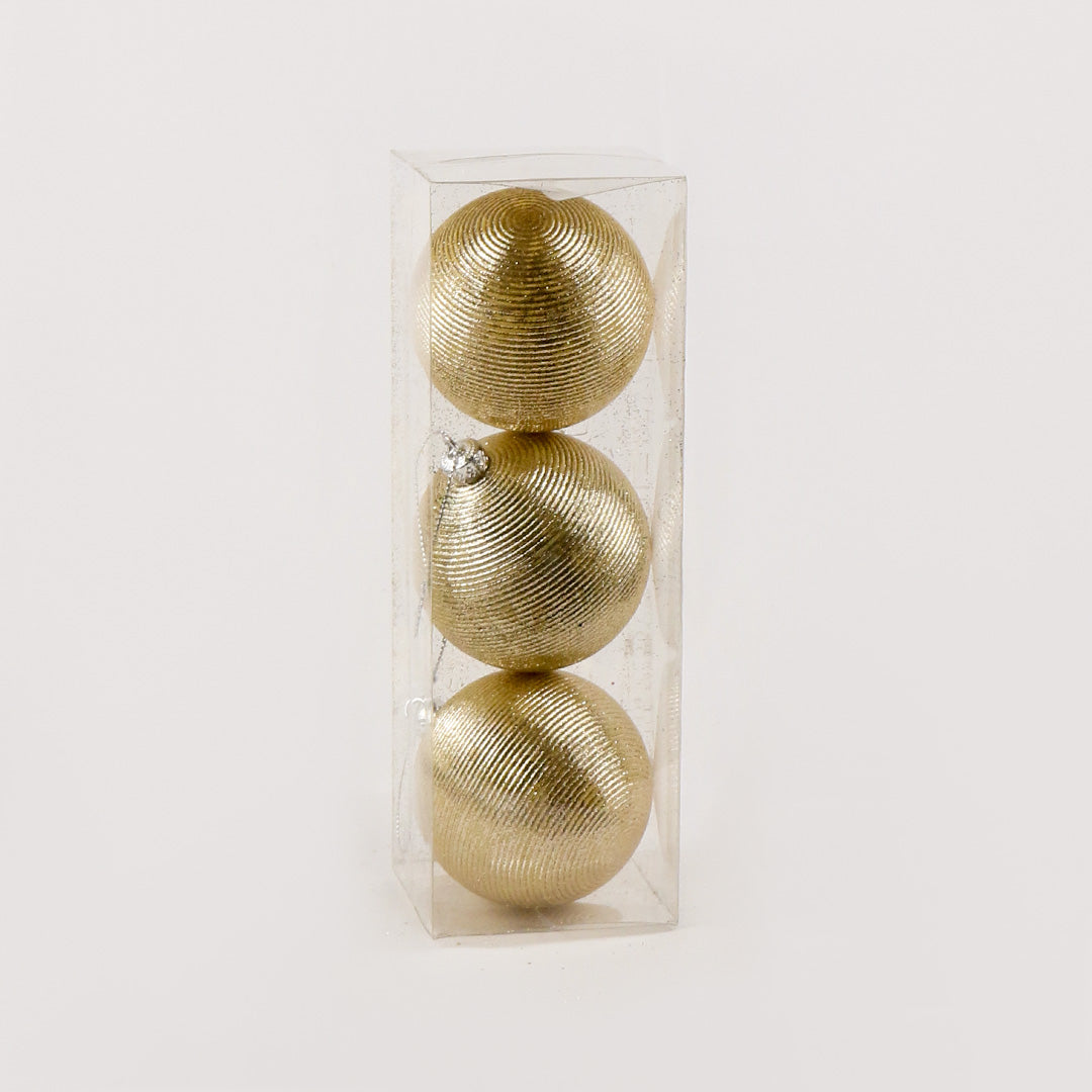 8cm gold bauble 3pc pack BA070