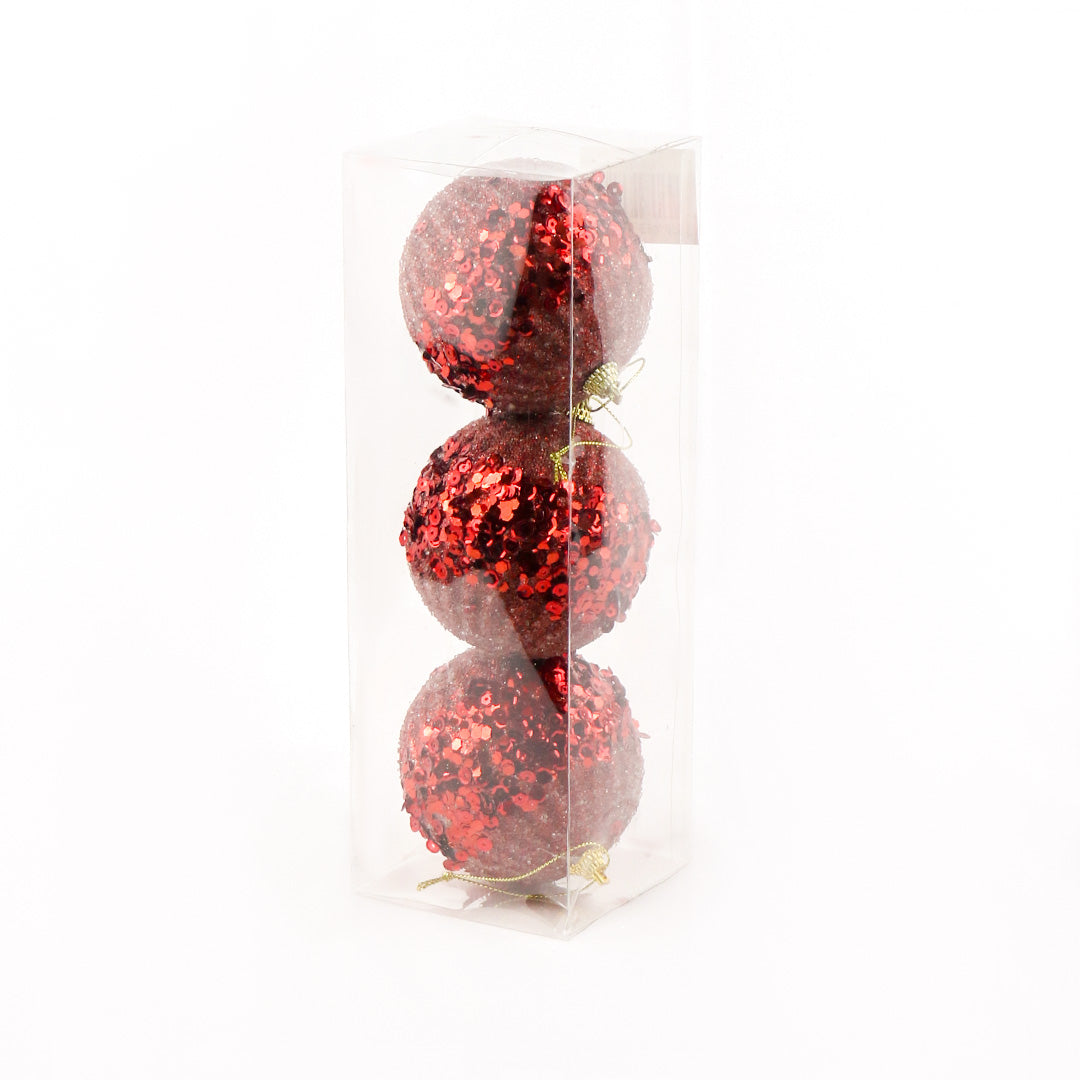 8cm red bauble 3pc pack BA075