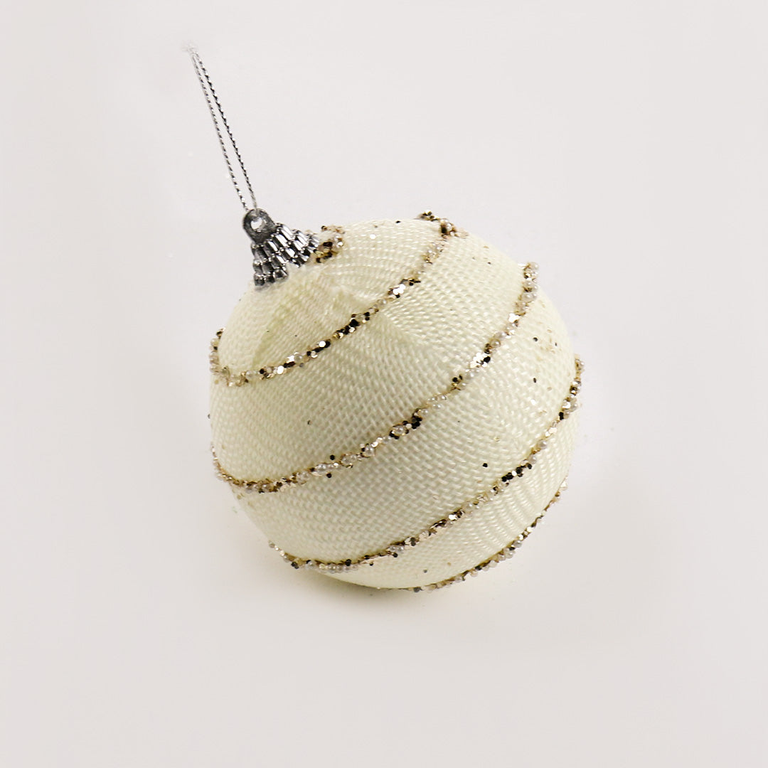 .8cm white design bauble 12pc BA082