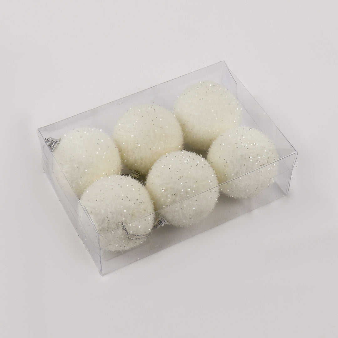 6cm white bauble 6pc pack BA081