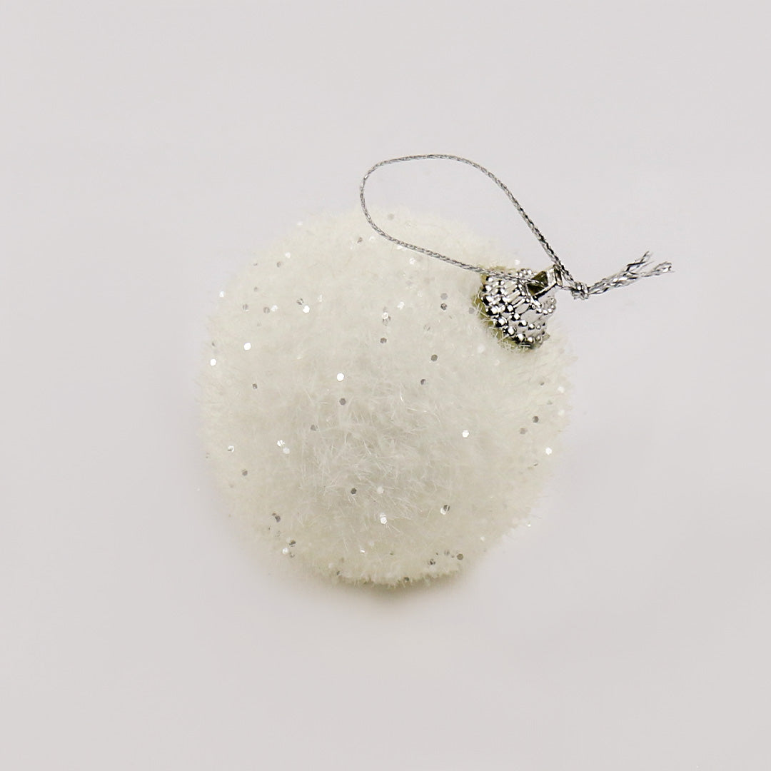 6cm white bauble 6pc pack BA081