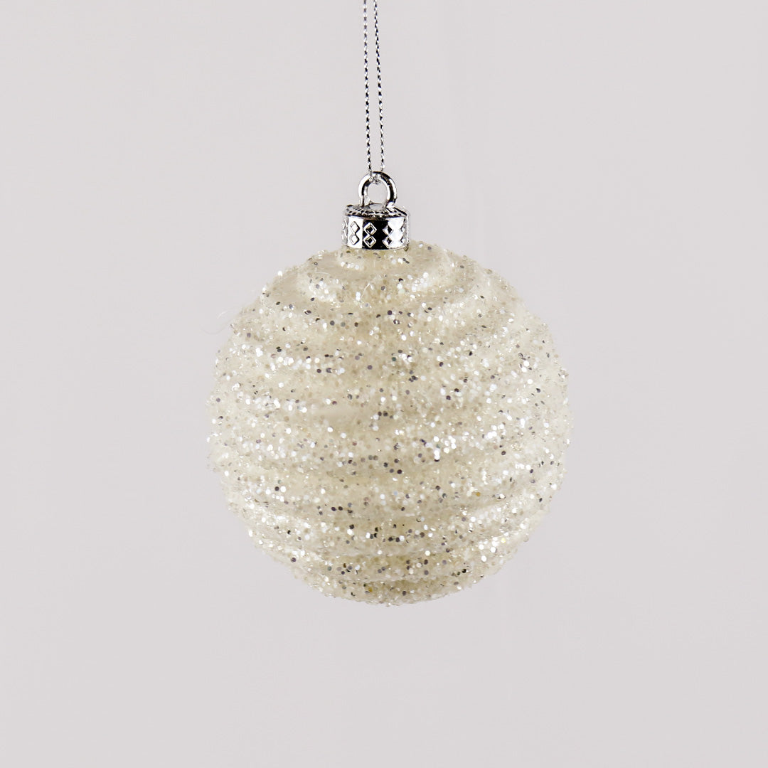 8cm white bauble 3pc pack BA079