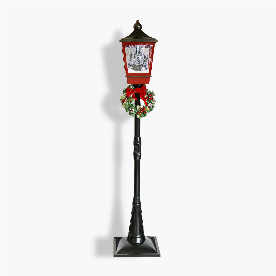 Dark red and black brush gold lamp post- 184cm LED021
