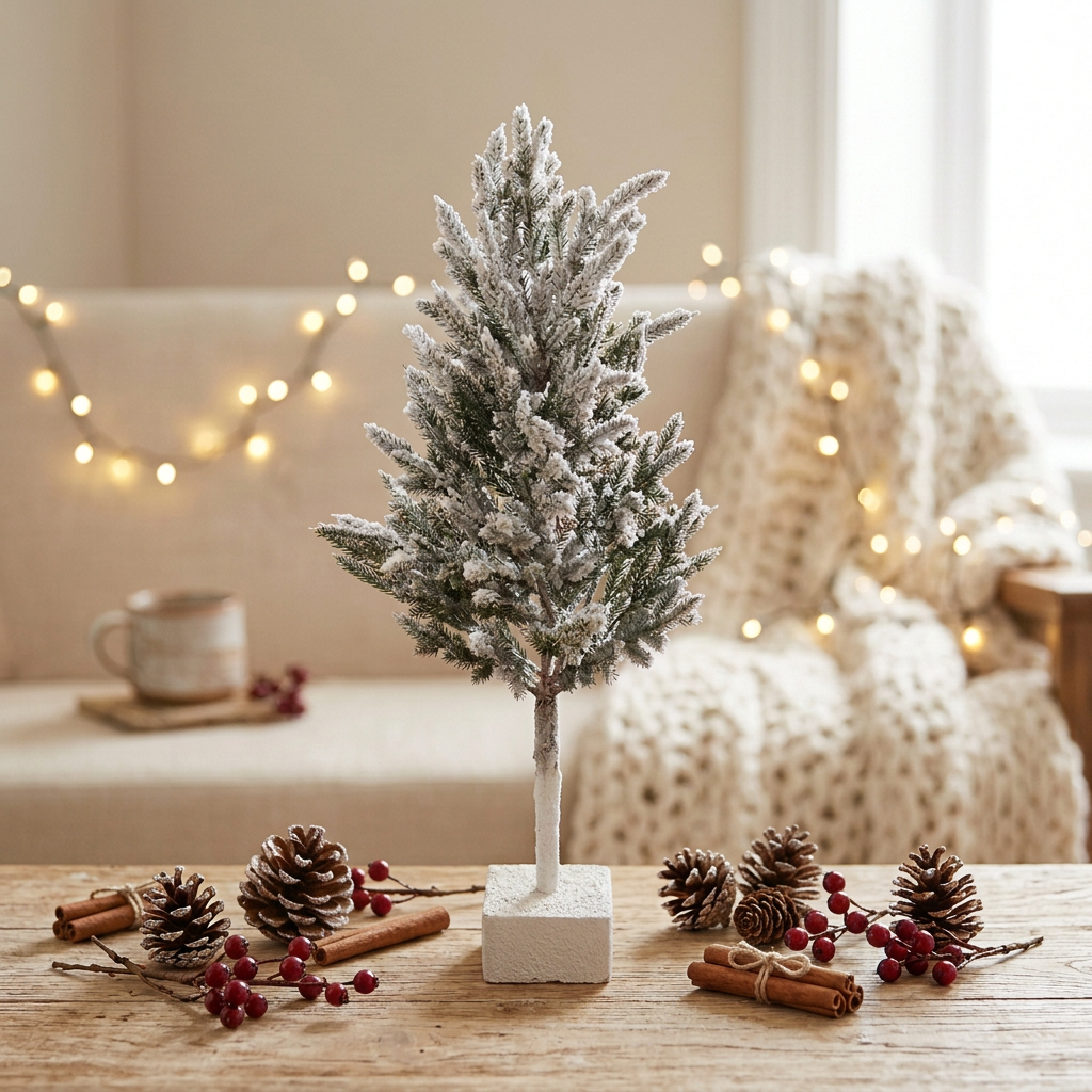 Frosty Evergreen Table Tree