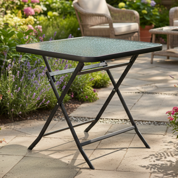 Square Foldable Glass Table