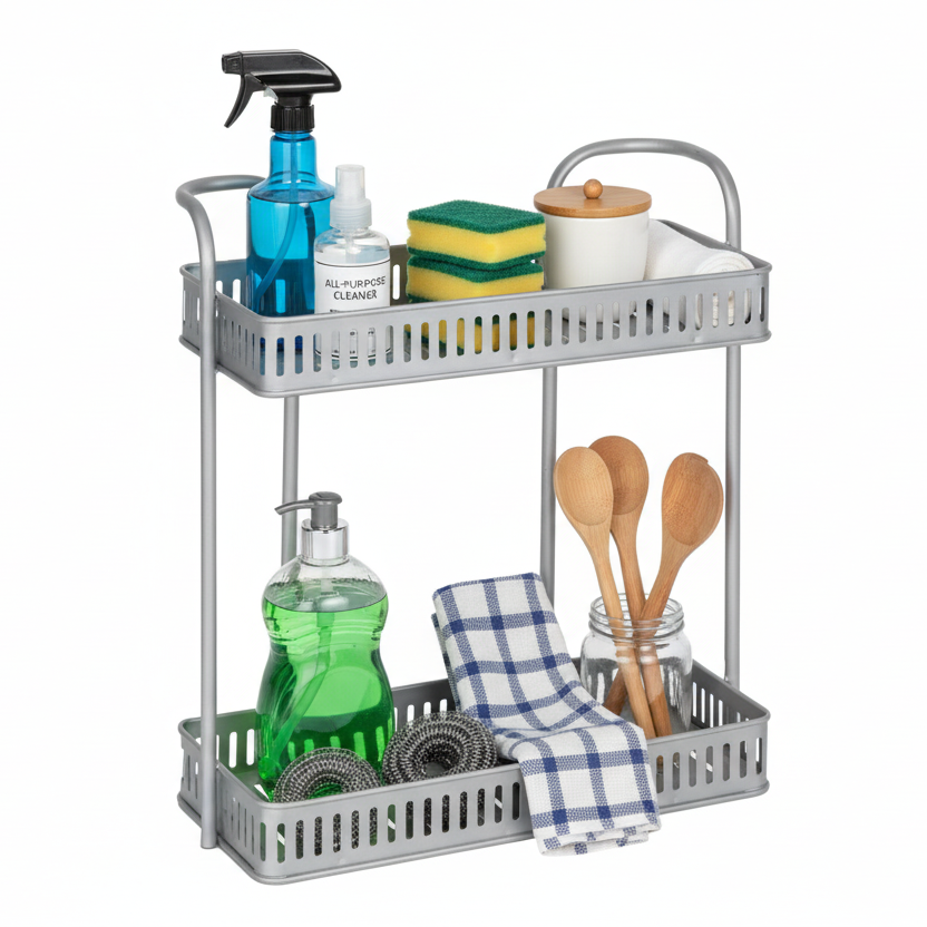 2 Layer White Rectangle Hanging Rack