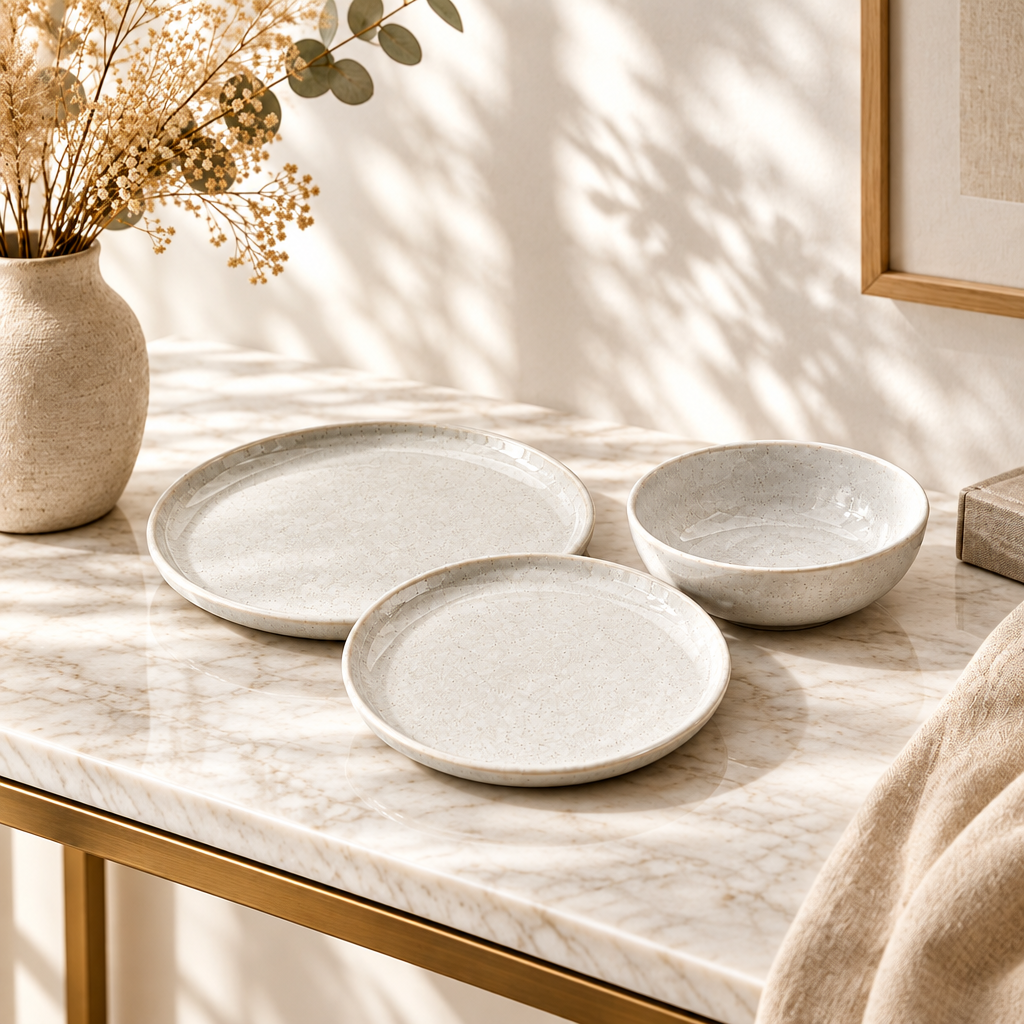 Chalk Speckled Dinnerware Trio