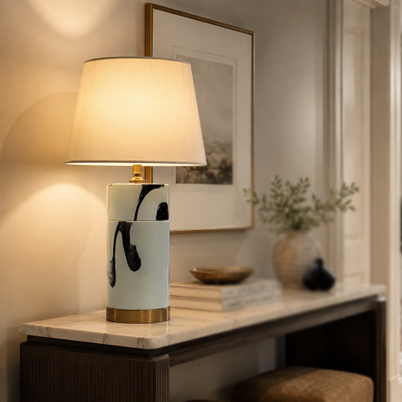 Abstract Black & White Table Lamp