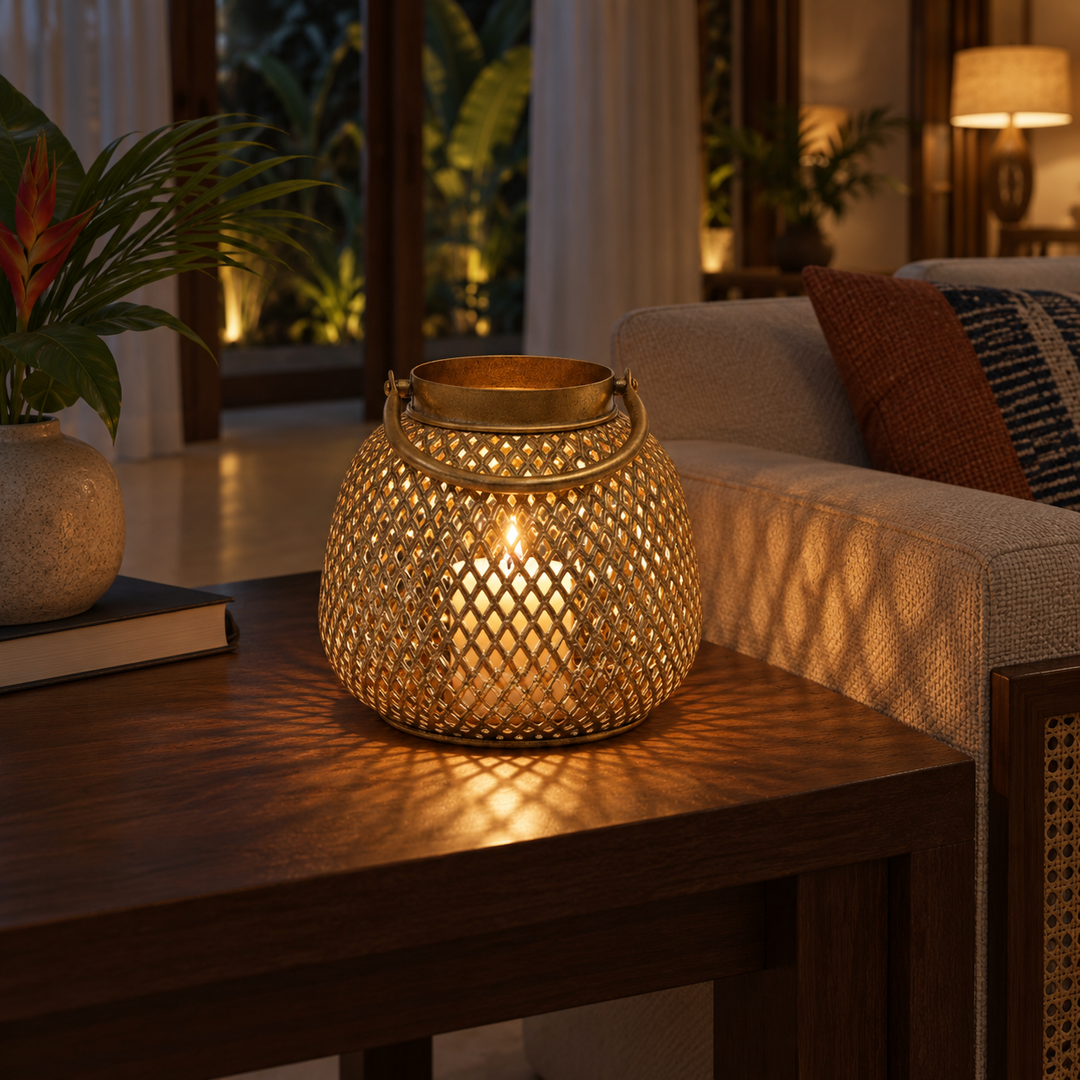 Antique Gold Lattice Lantern