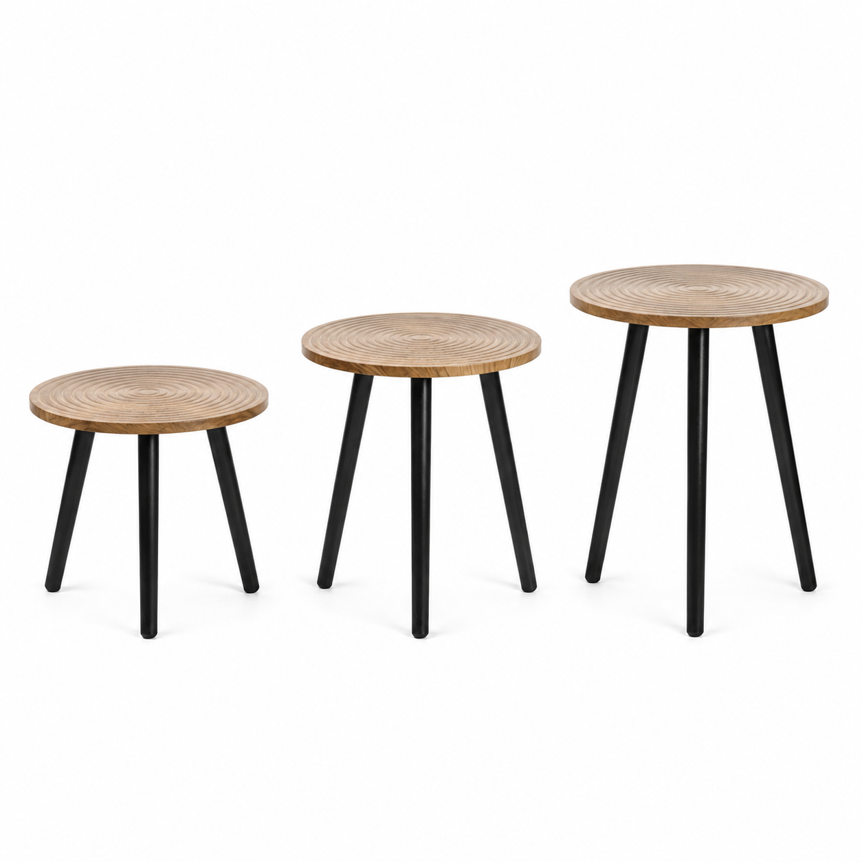 Round Wood-Top Accent Table