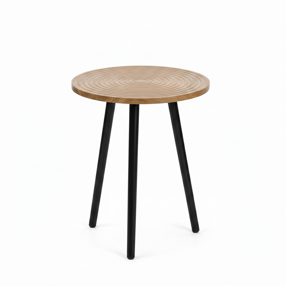 Round Wood-Top Accent Table