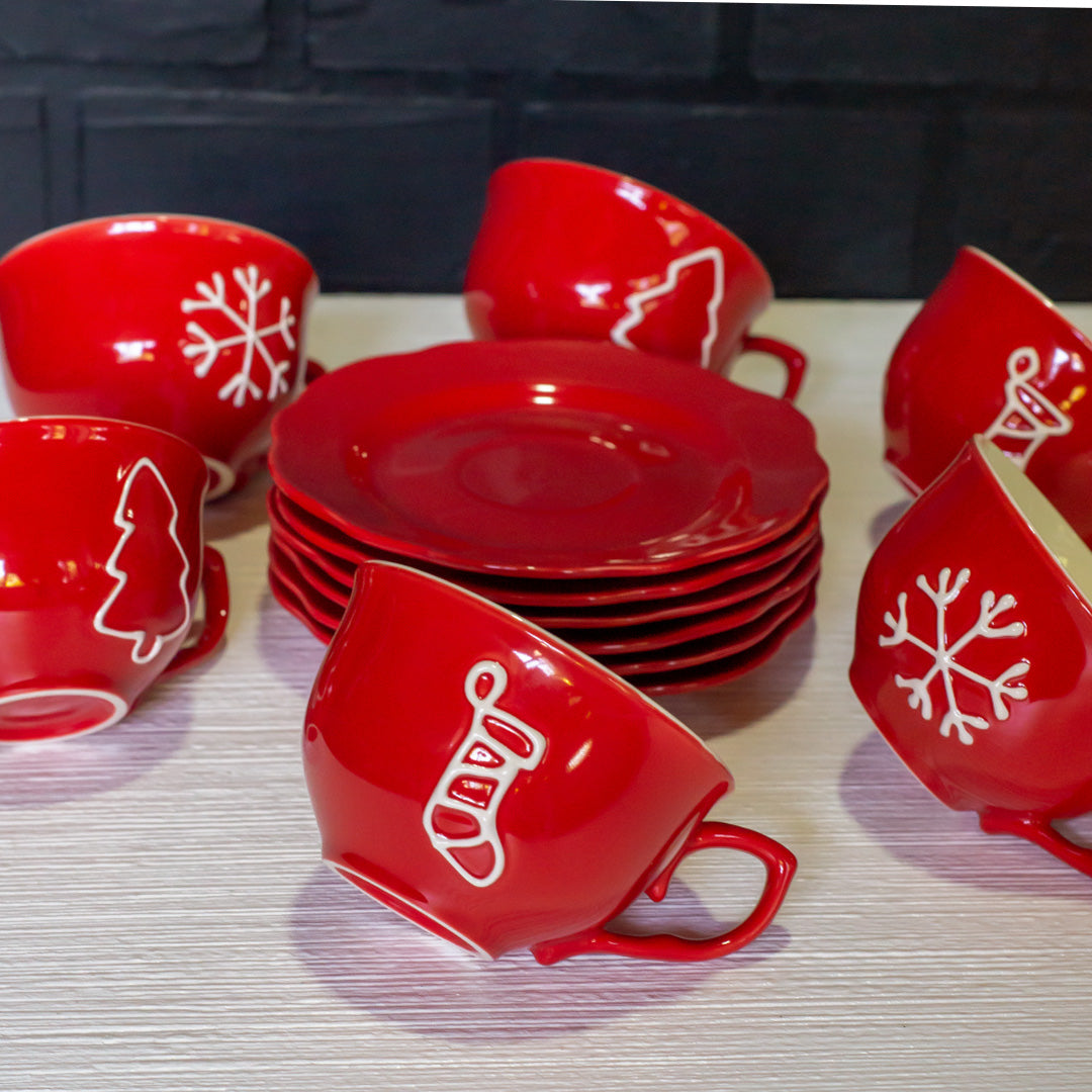 Christmas Cup & Saucer 12pc Set - CER103