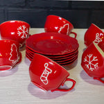 Load image into Gallery viewer, Christmas Cup &amp; Saucer 12pc Set - CER103
