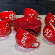 Christmas Cup & Saucer 12pc Set - CER103
