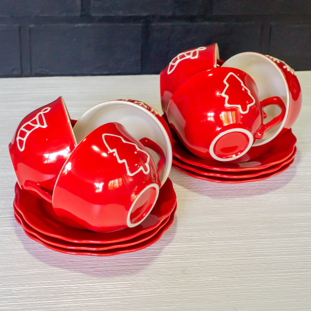 Christmas Cup & Saucer 12pc Set - CER103