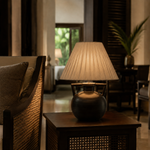 Load image into Gallery viewer, Dark Brown Ring-Handle Ceramic Table Lamp
