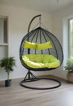 Load image into Gallery viewer, Double Seater Swing Chair for Outdoor - 150kg Capacity Rattan Swing Seat - Large Garden, Patio &amp; Balcony Hanging Chair (131cm x 105cm x 205cm) - Sri Lanka
