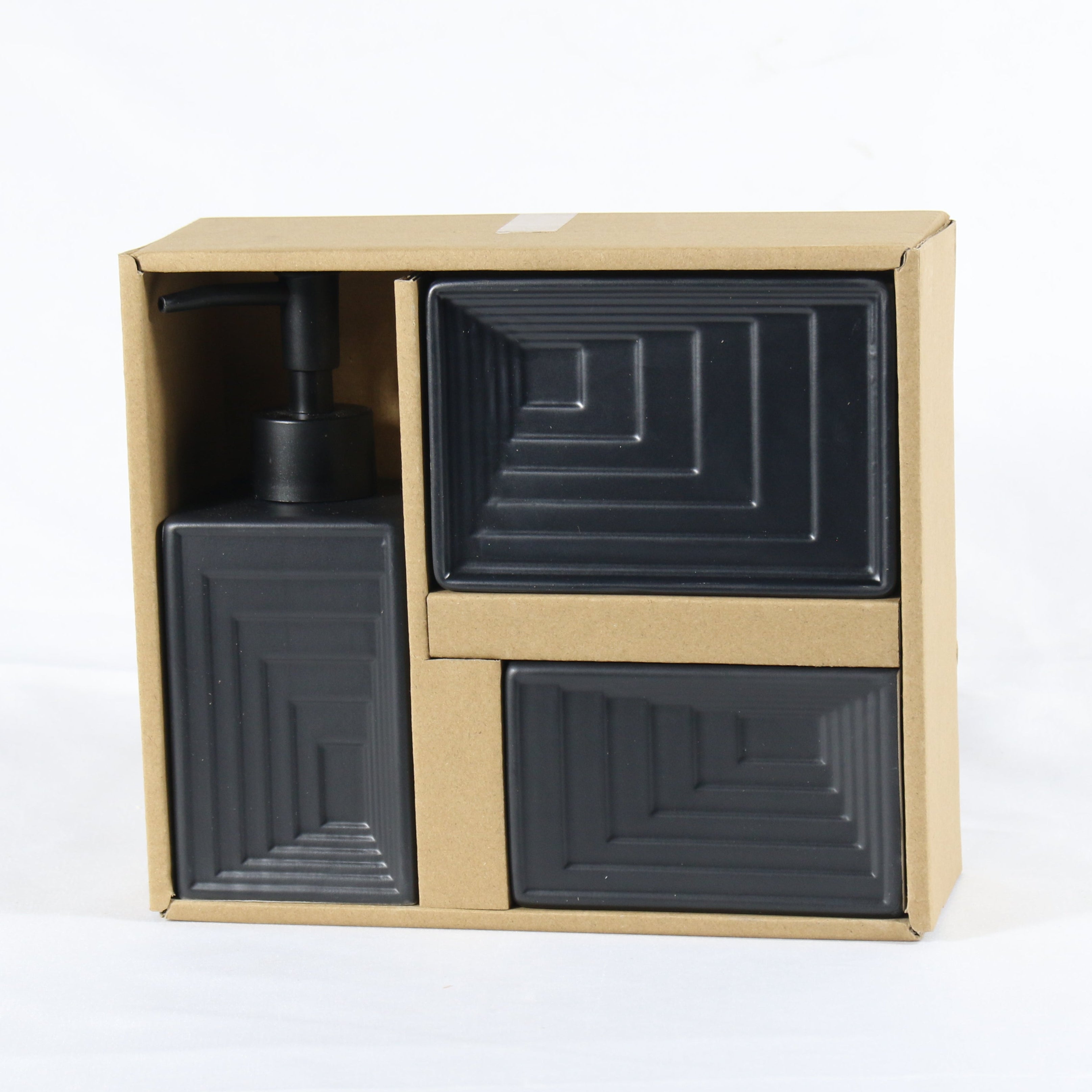 Box shaped black bathroom ceramic set