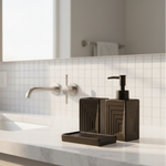 Load image into Gallery viewer, Box shaped black bathroom ceramic set
