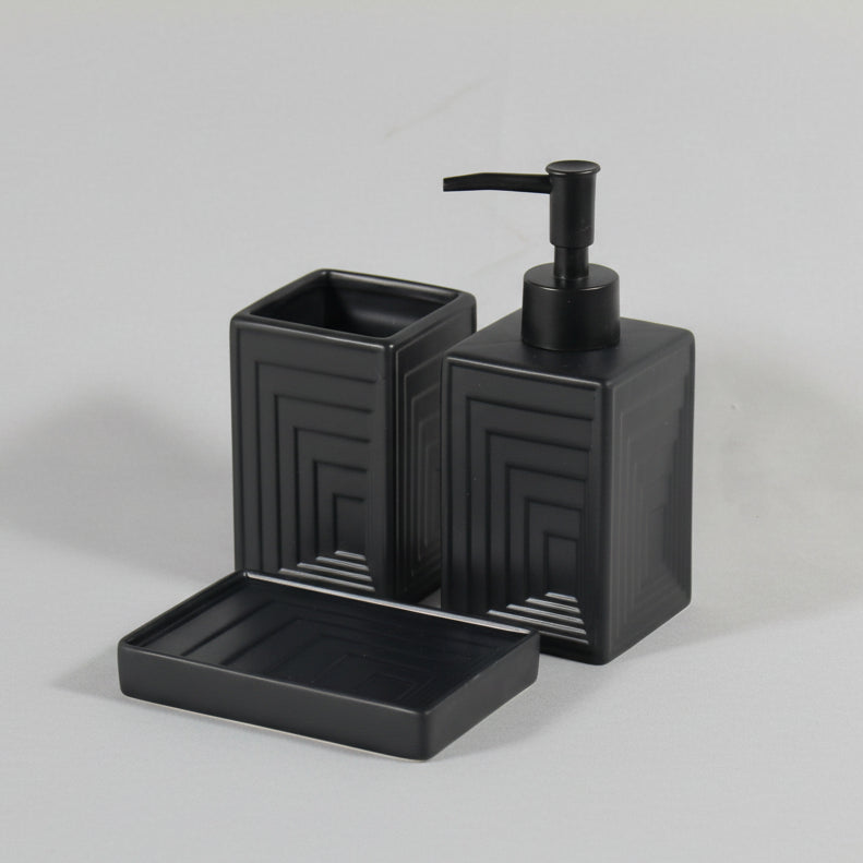 Box shaped black bathroom ceramic set