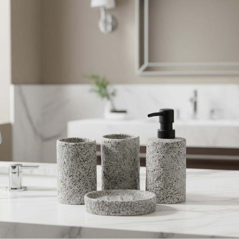 Grey bathroom ceramic set