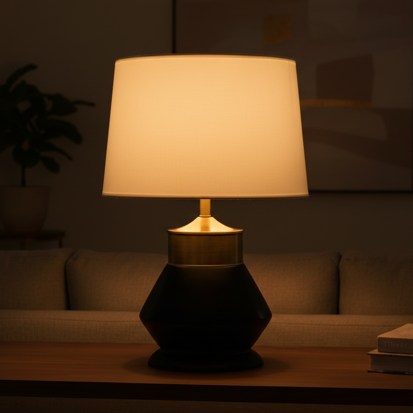Black and gold table lamp