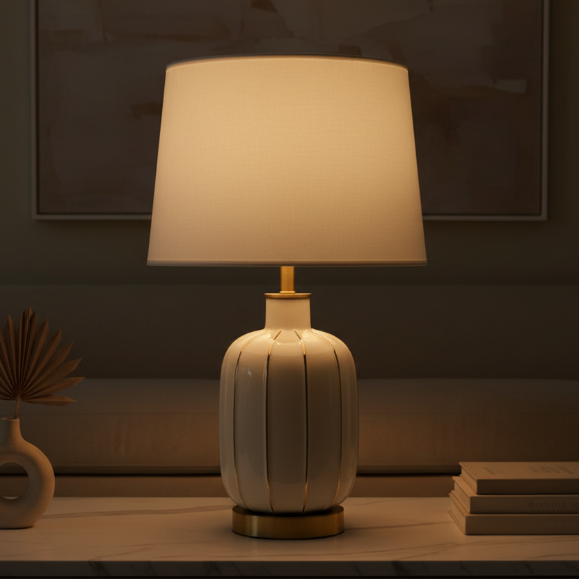 White and gold table lamp