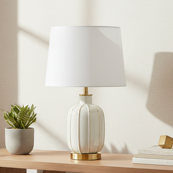 White and gold table lamp