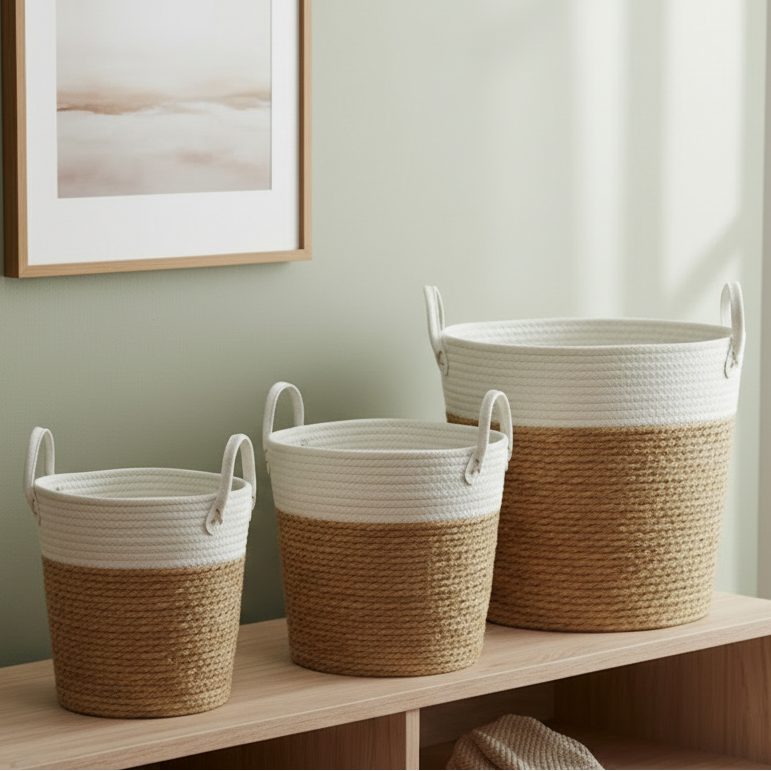 Round Storage Baskets With Handles