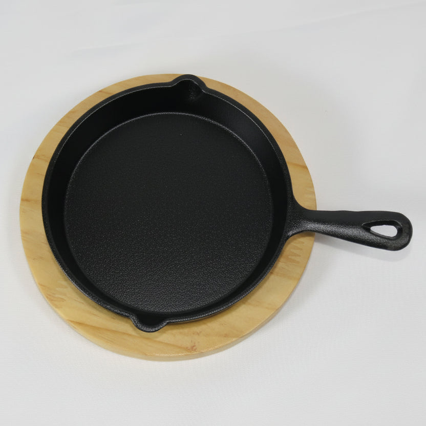 Sizzling Plate With Wood Base